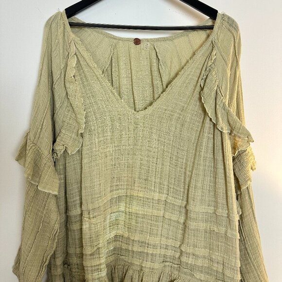 FREE PEOPLE Tamasi Ruffle Tunic in Lichen Size Small - Picture 4 of 12